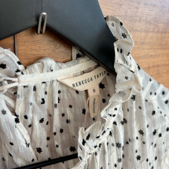 NWT Rebecca Taylor Scattered Star Silk Wrap Blouse, Size 8 - Picture 16 of 16